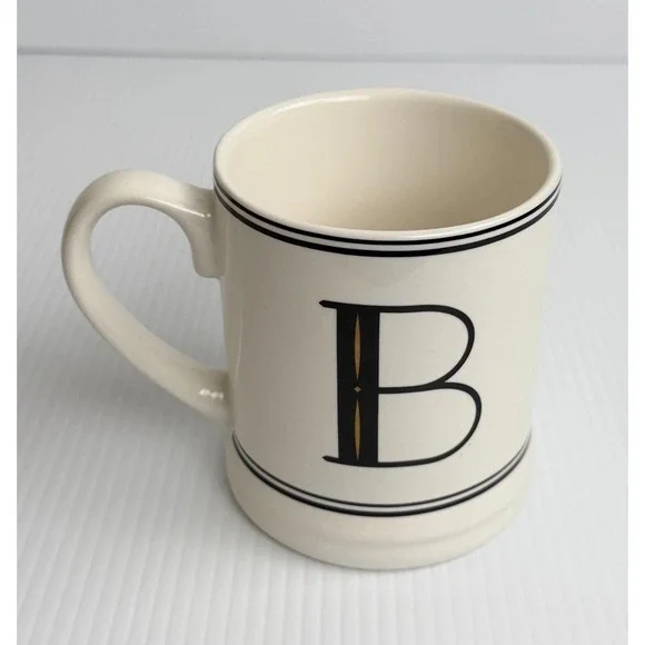 Threshold Stoneware Monogram B Coffee Mug White Black Letter - Picture 5 of 7